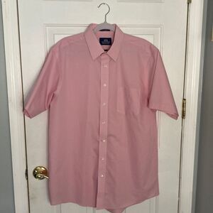 Stafford Wrinkle Free‎ short sleeve pink shirt, size 16 1/2